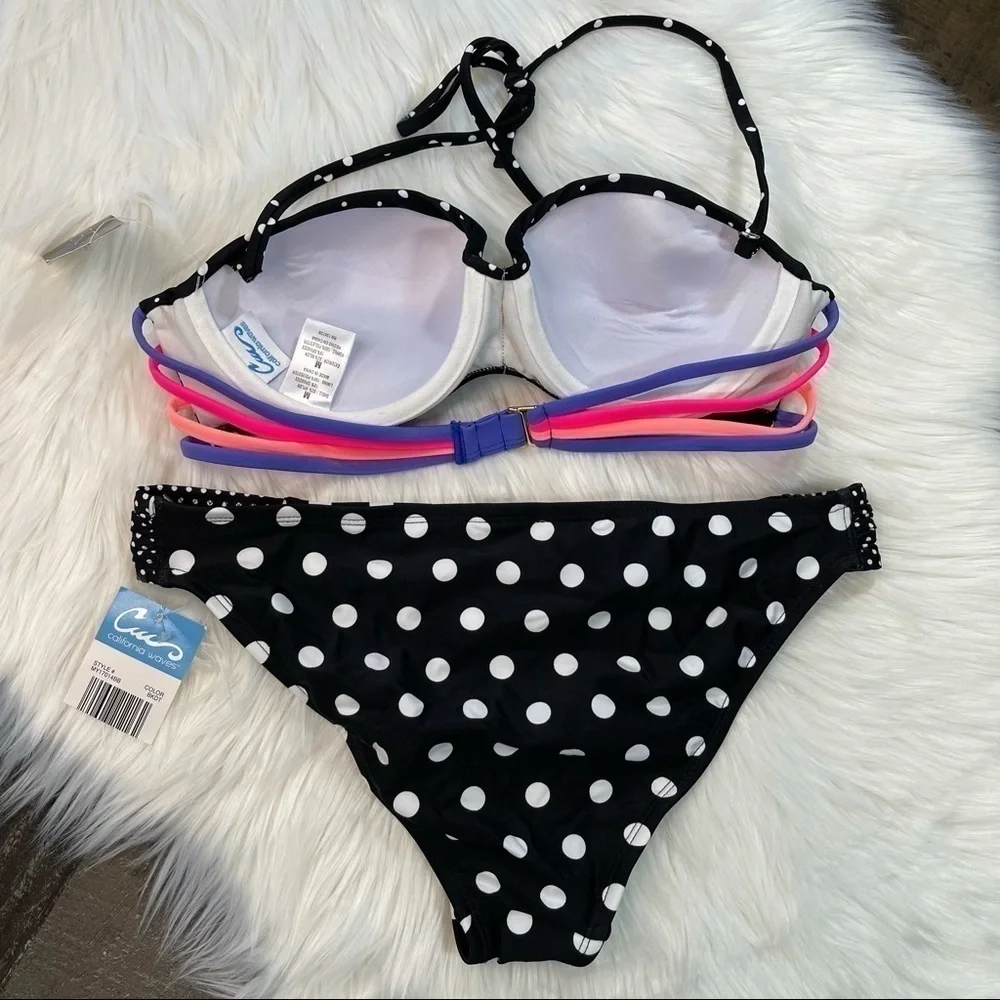 NWT California Waves Polka Dot Bikini Set Medium